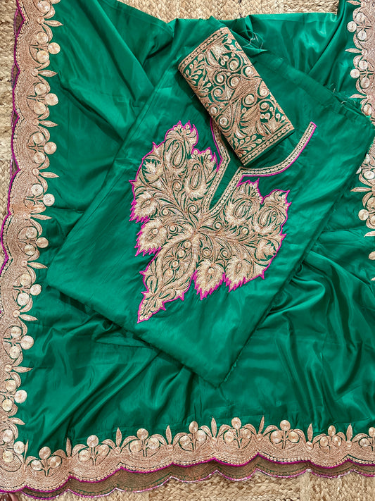 Nayna Royal Green  Unstiched Suit with Tilla Embroidery