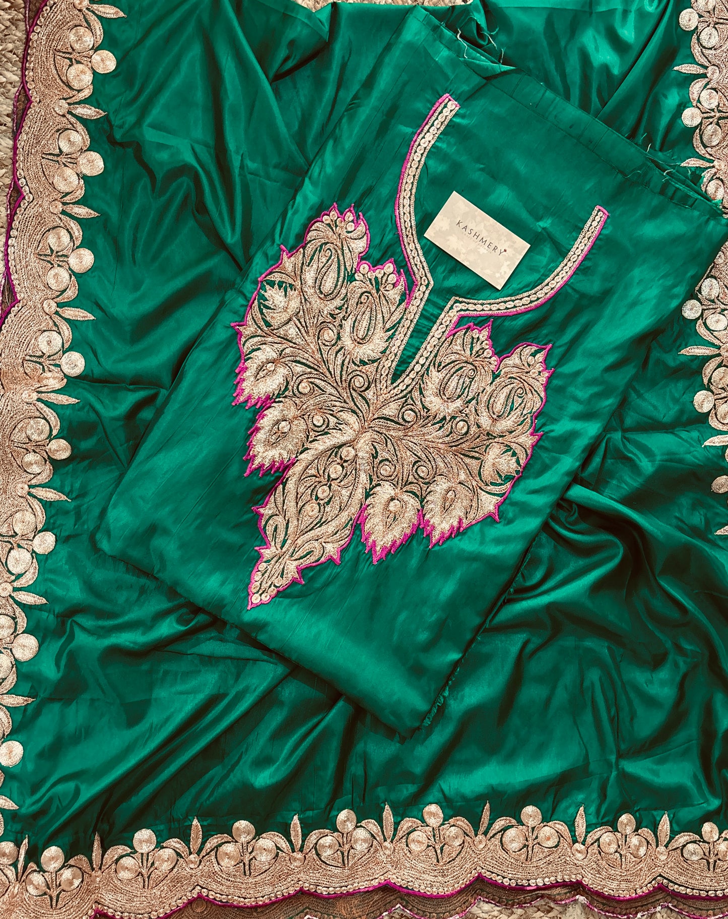 Nayna Royal Green  Unstiched Suit with Tilla Embroidery