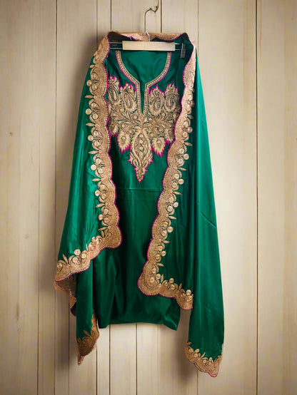 Nayna Royal Green  Unstiched Suit with Tilla Embroidery