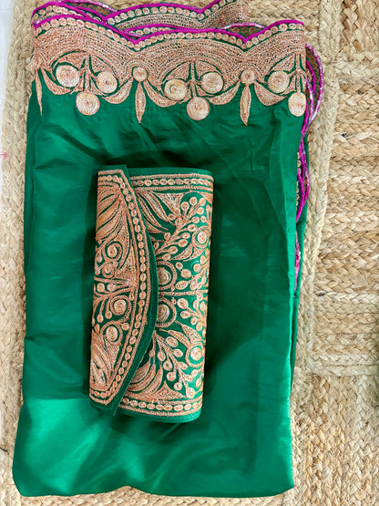 Nayna Royal Green  Unstiched Suit with Tilla Embroidery