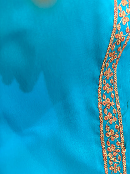 Omang Ferozi Crepe Saree with Kasmiri Tilla Embroidery