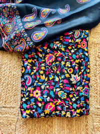 Lailaa Black Pashmina print Saree + Summer Shawl