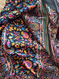 Lailaa Black Pashmina print Saree + Summer Shawl