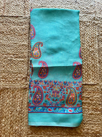 Lailaa Blue Pashmina print Saree + Summer Shawl