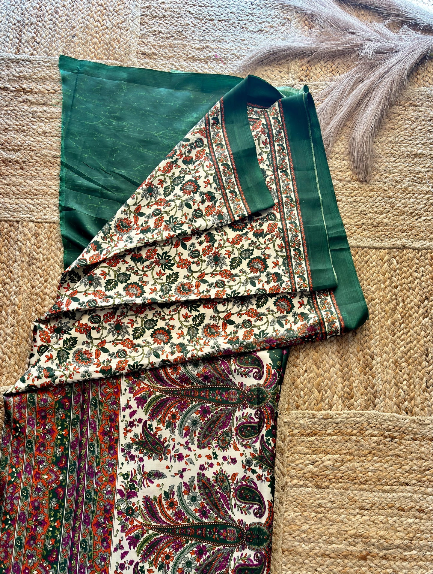 Naari Green Kashmiri Silk Kalamkari Saree with Blouse