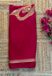 Pamposh Rani Pink Crepe Saree with Kashmiri Tilla Embroidery