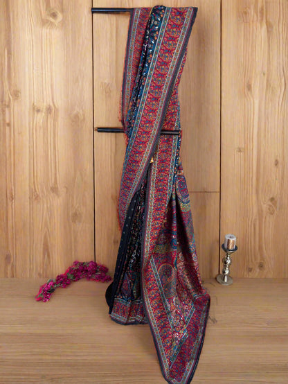 Sanya Kani Work Black Saree with Blouse