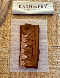 Madhuri Brown Organza Saree With Kashmiri Tilla Embroidery