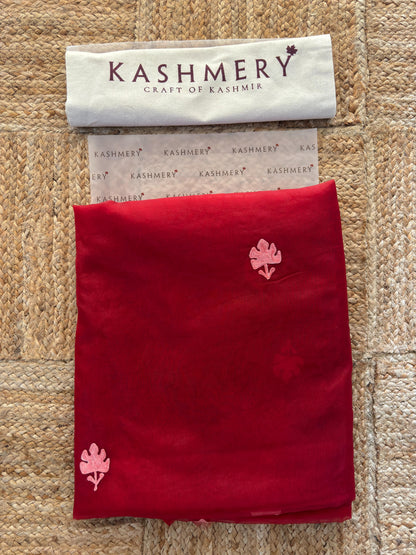 Noor Red Organza Saree With Kashmiri Aari Embroidery