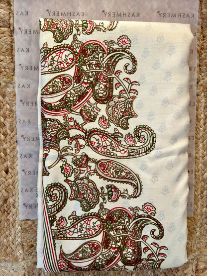 Naari Ivory Kashmiri Silk Printed Saree with Blouse