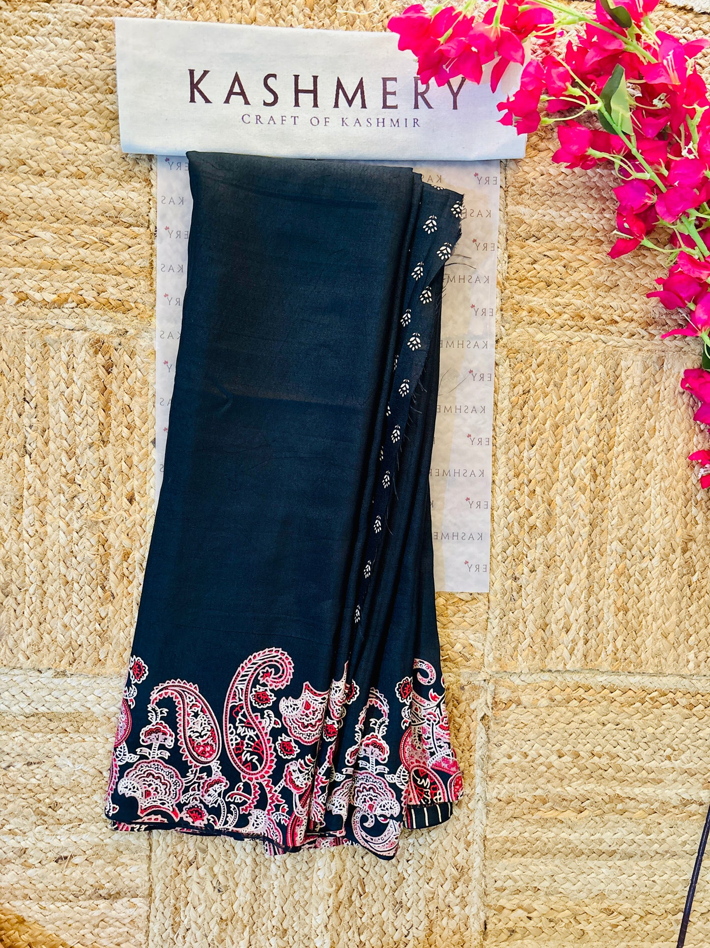 Naari Black  Kashmiri Silk Printed Saree with Printed Blouse