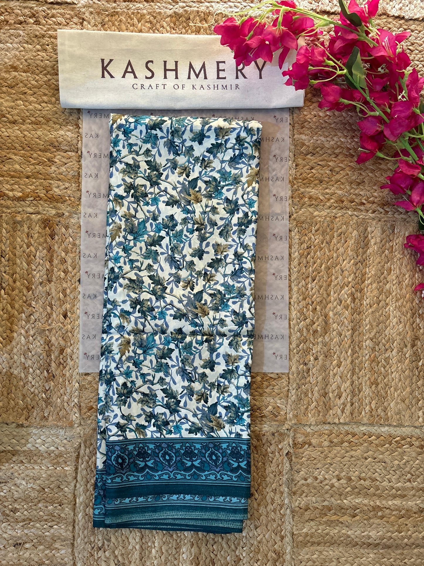 Naari Blue Kashmiri Silk Printed Saree with Blouse