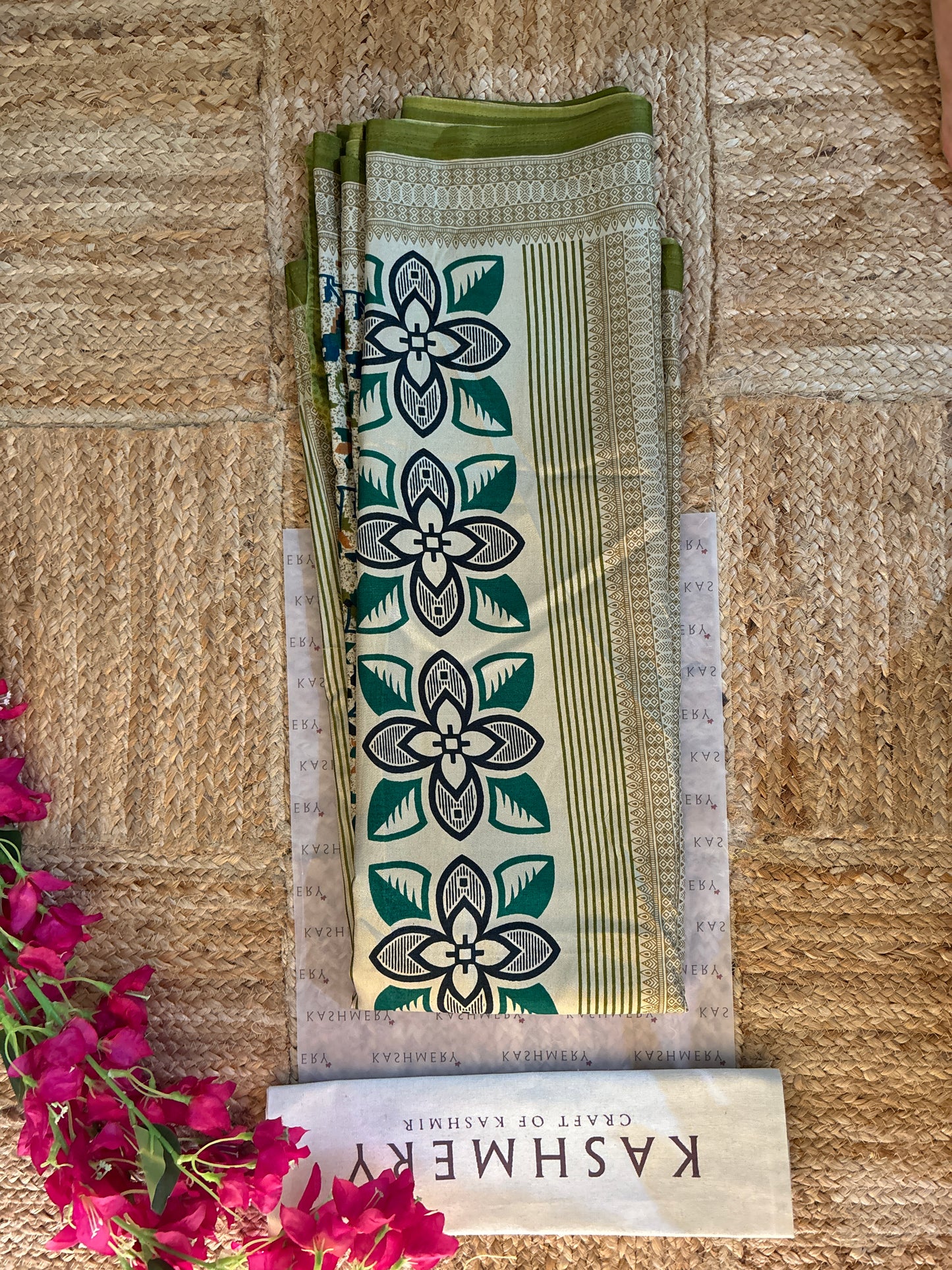Naari Light Green Kashmiri Silk Printed Saree with Blouse