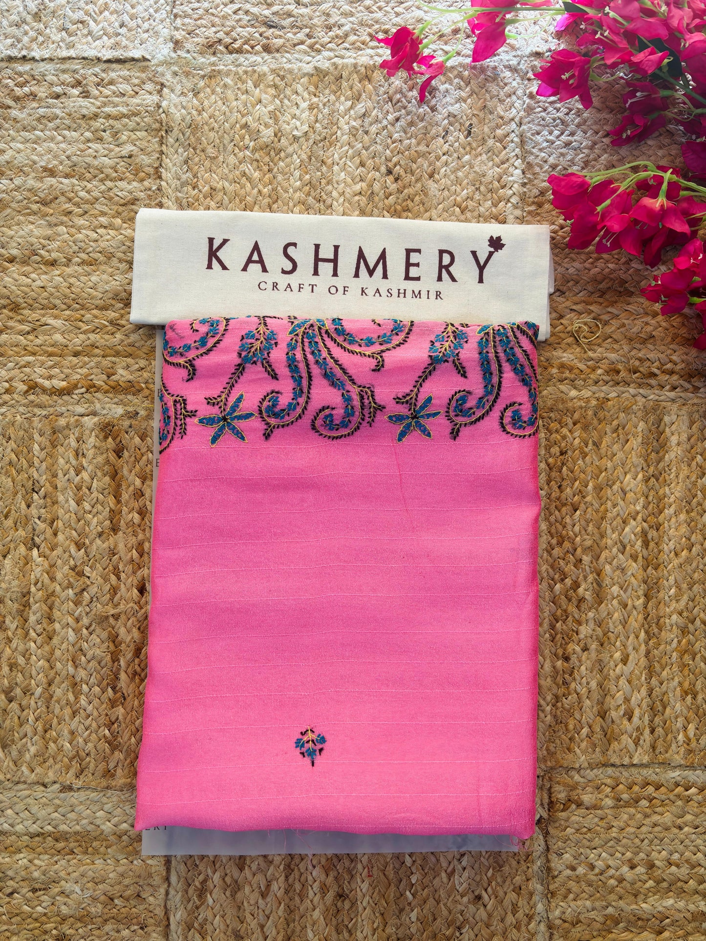 Naari Tussar Silk Pink Saree with Handmade Thread Work
