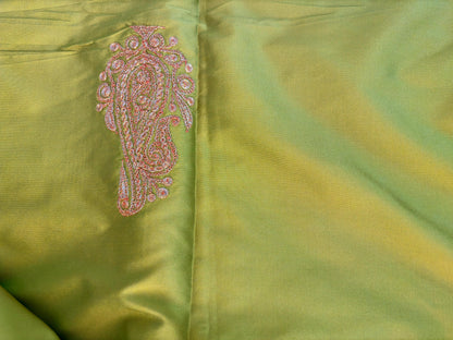 Sufianna Green Unstiched Silk Suit with Tilla Embroidery