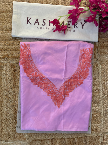 Noor Pink Organza Saree With Kashmiri Aari Embroidery