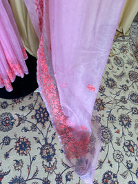 Noor Pink Organza Saree With Kashmiri Aari Embroidery