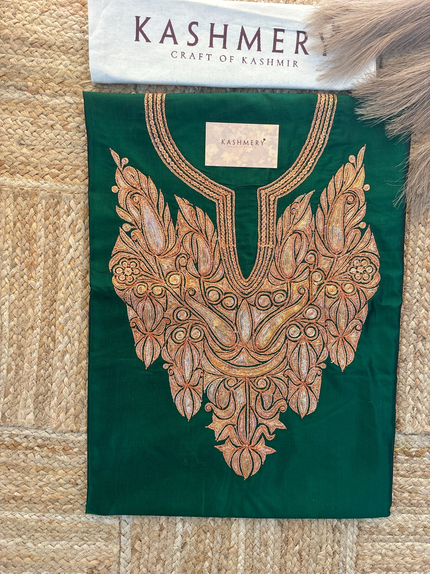 Khwaab Pure Green Silk Suit with Tilla Embroidery