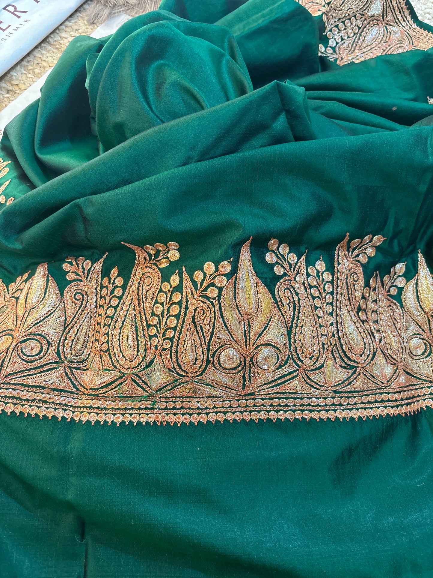 Khwaab Pure Green Silk Suit with Tilla Embroidery