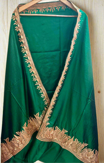 Khwaab Pure Green Silk Suit with Tilla Embroidery