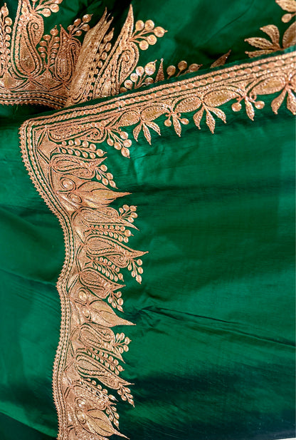 Khwaab Pure Green Silk Suit with Tilla Embroidery