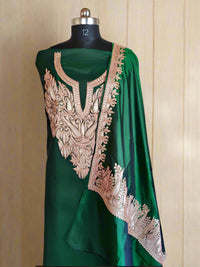 Khwaab Pure Green Silk Suit with Tilla Embroidery