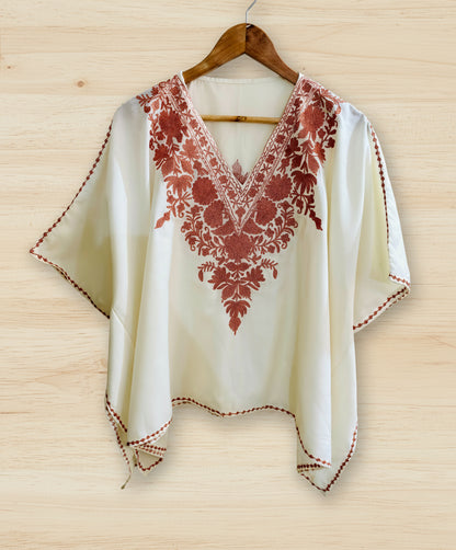 Heer White Short Zari Work Kaftan