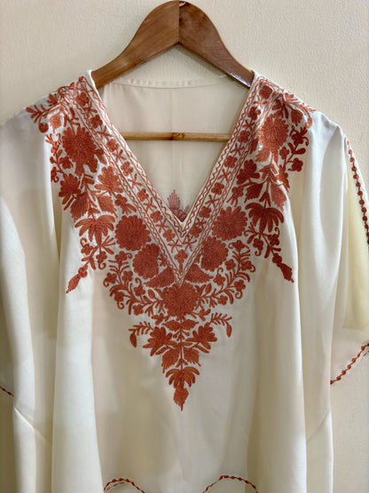 Heer White Short Zari Work Kaftan