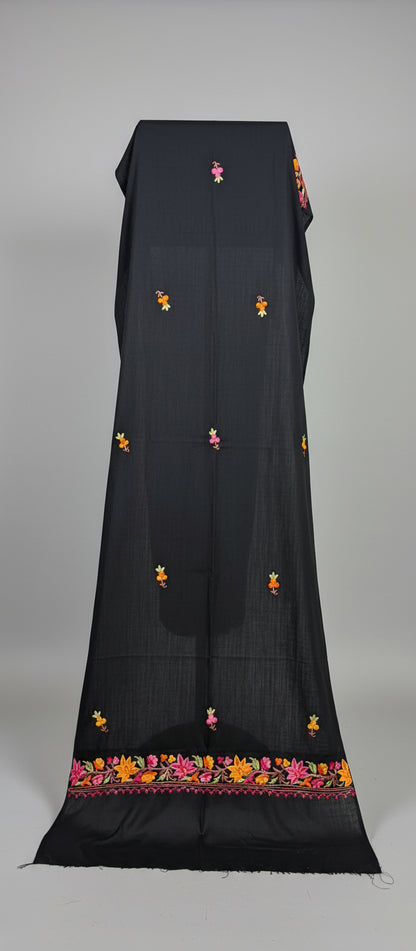 Waadi Black Aari Work Stole