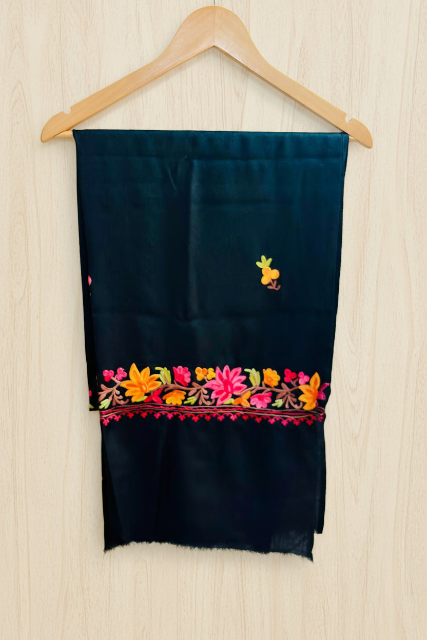 Waadi Black Aari Work Stole