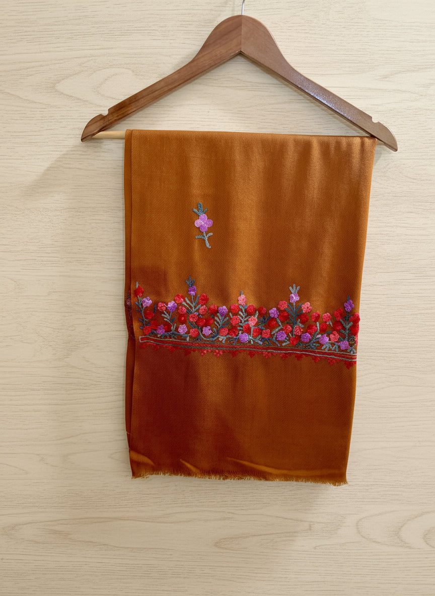 Waadi Mustard Brown Aari Work Stole