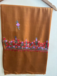 Waadi Mustard Brown Aari Work Stole