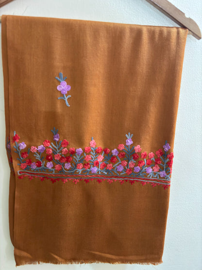 Waadi Mustard Brown Aari Work Stole