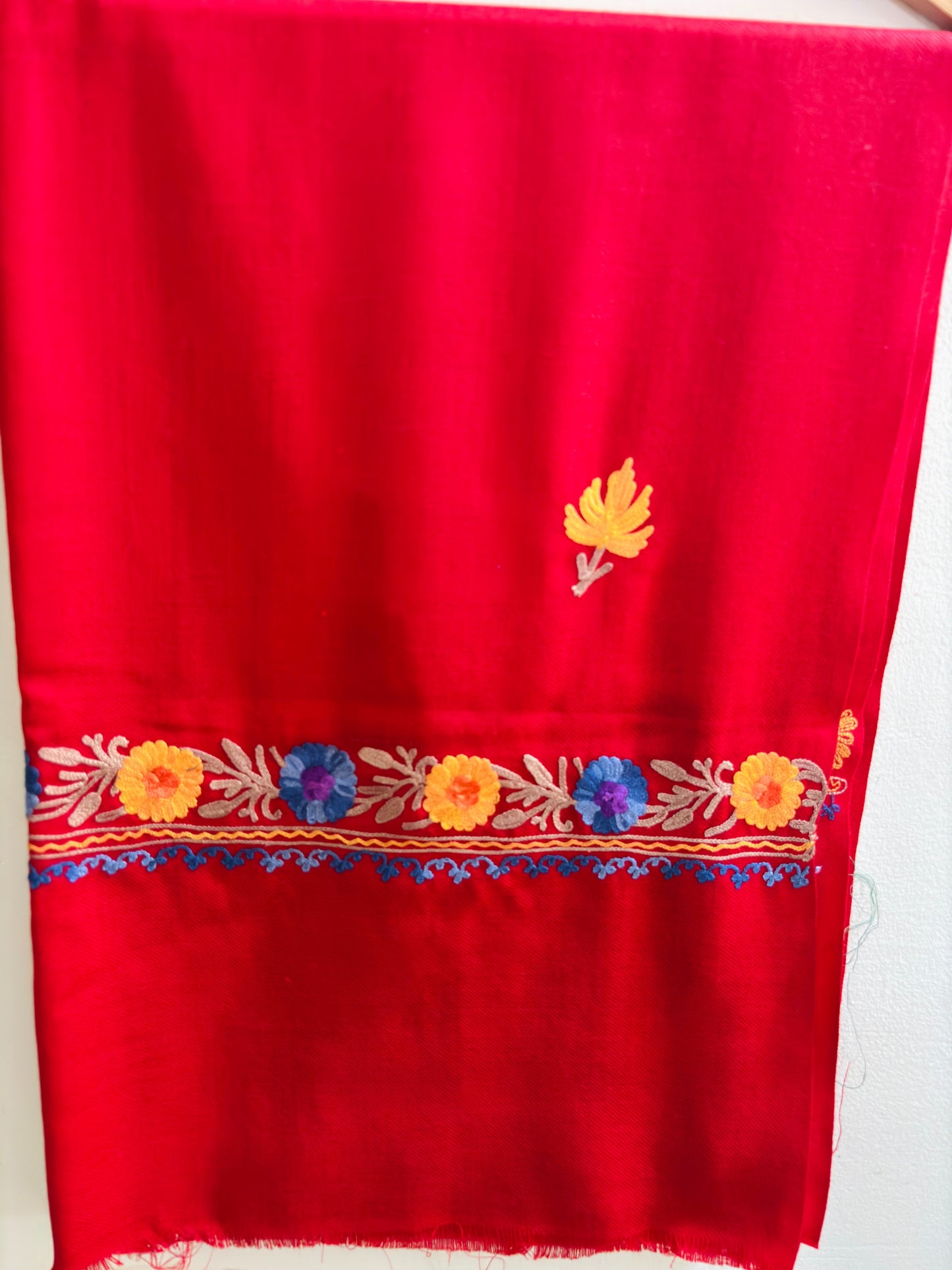 Waadi Red Aari Work Stole
