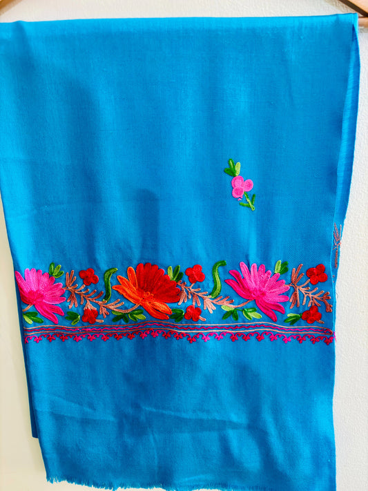 Waadi Teal Aari Work Stole