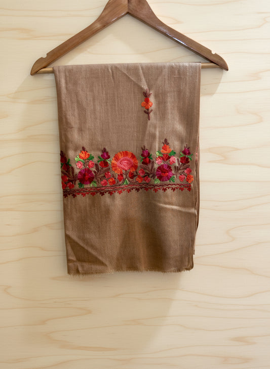 Waadi Olive Green Aari Work Stole