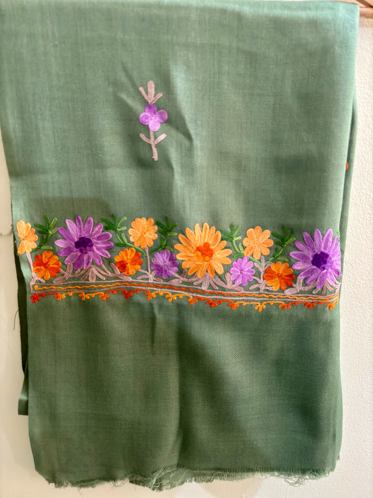 Waadi  Greenish Aari Work Stole