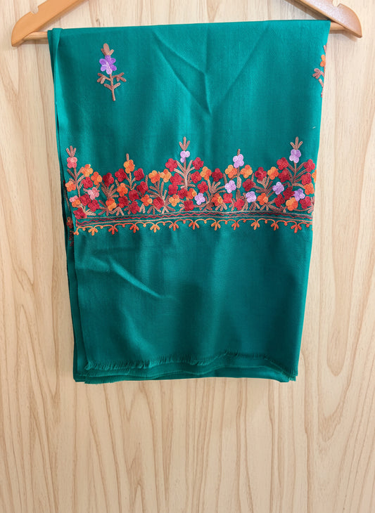 Waadi Teal Aari Work Stole