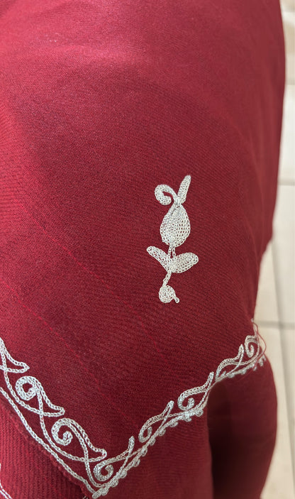 Waadi Maroon Zari Work Stole