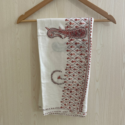 Waadi White Sozni Work Stole