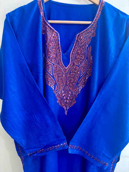 Masoom Blue Hand Work Sozni  Embroidery Work Pheran