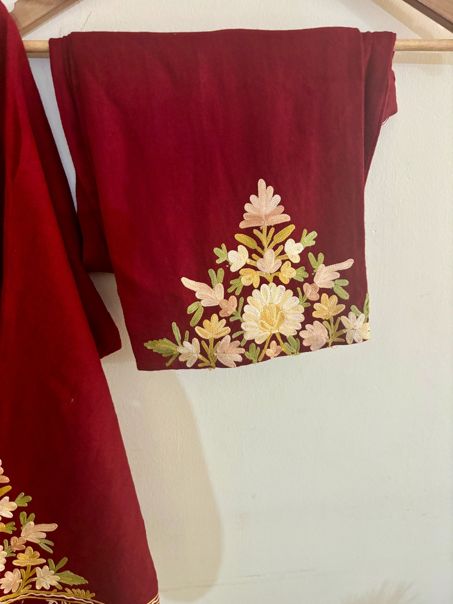 Gulaab Maroon Aari Embroidery Work Phiran Set for Winter