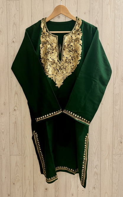 Sheen Green HandMade Aari Work Pheran