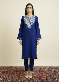 Sheeni Royal  Blue HandMade Aari Work Pheran