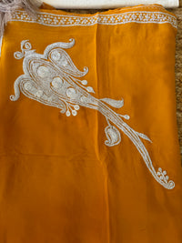 Omang Mustard Crepe Saree with Kashmiri Tilla Embroidery