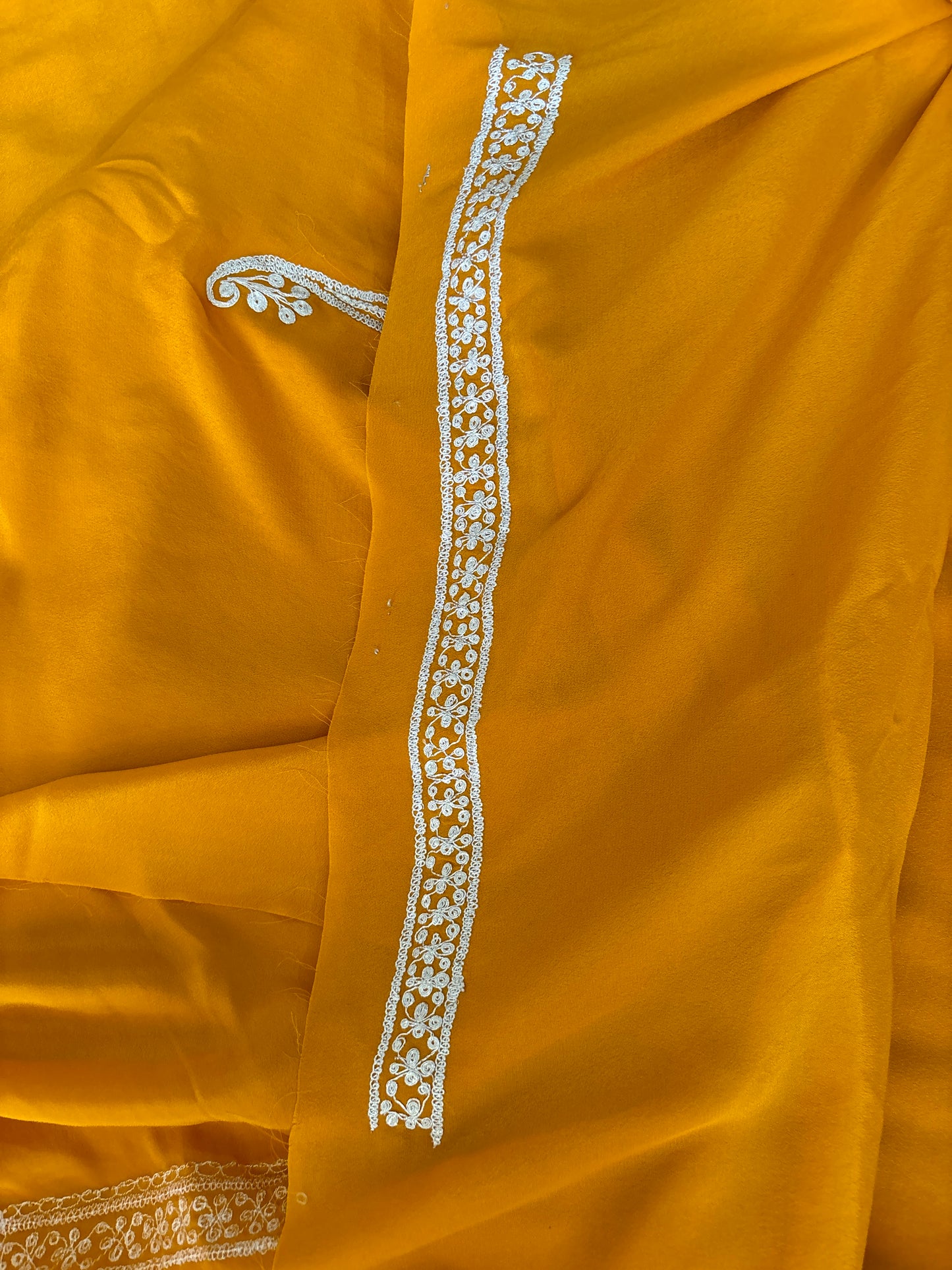 Omang Mustard Crepe Saree with Kashmiri Tilla Embroidery