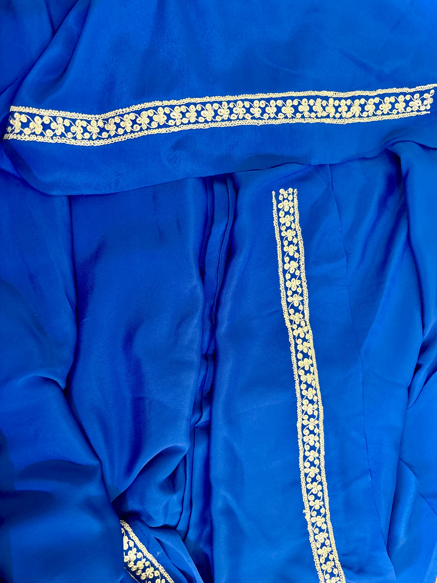 Omang Blue Crepe Saree with Kashmiri Tilla Embroidery