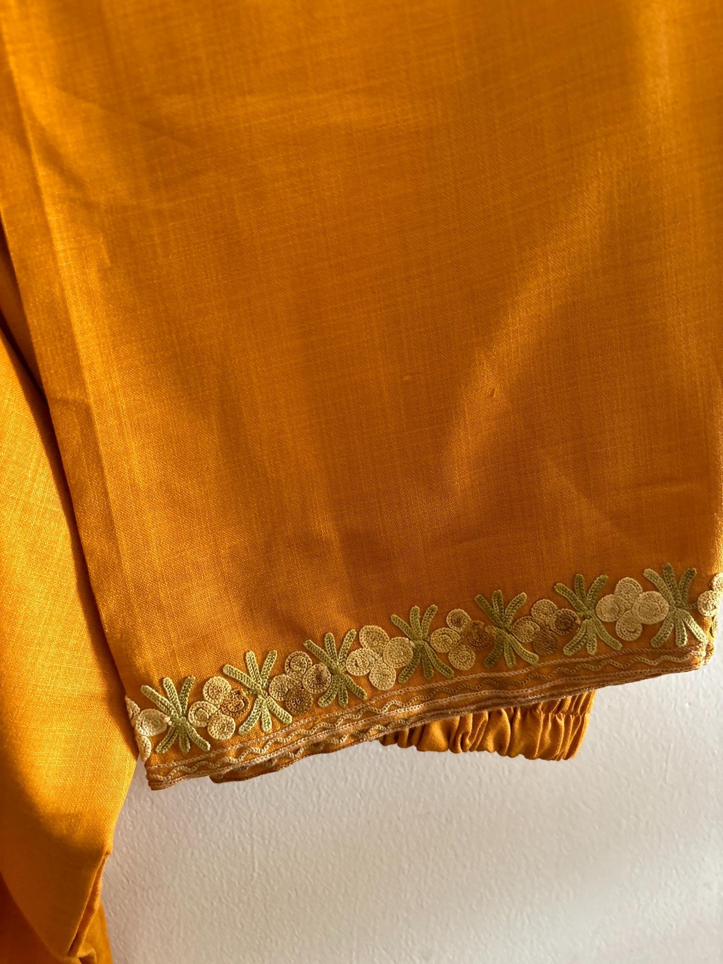 Pamposh Mustard Premium Mutli Color Aari Embroidered Kurta Set – Summer Edition