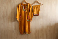 Pamposh Mustard Premium Mutli Color Aari Embroidered Kurta Set – Summer Edition