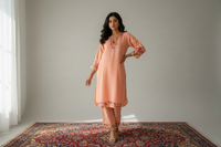 Pamposh Peach Premium Mutli Color Aari Embroidered Kurta Set – Summer Edition